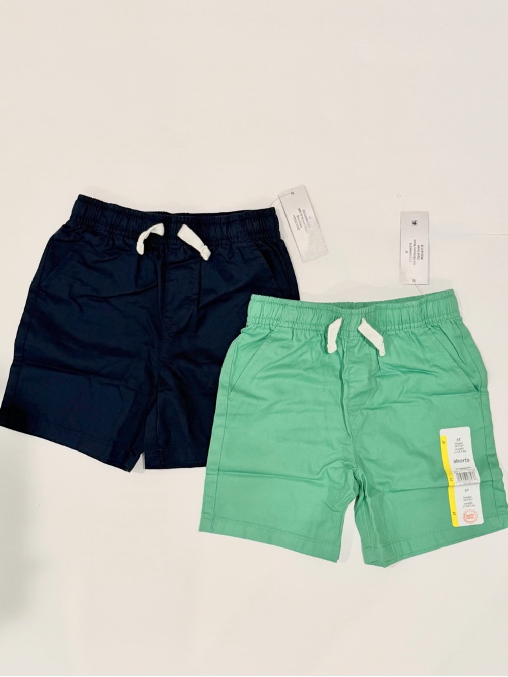 Wonder Nation Toddler Boys Cotton Woven Drawstring Shorts - Blue & Green - 3T